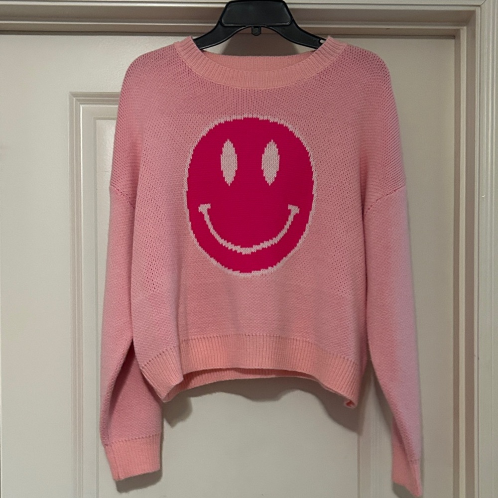 Main Strip Pink Smiley Face Sweater